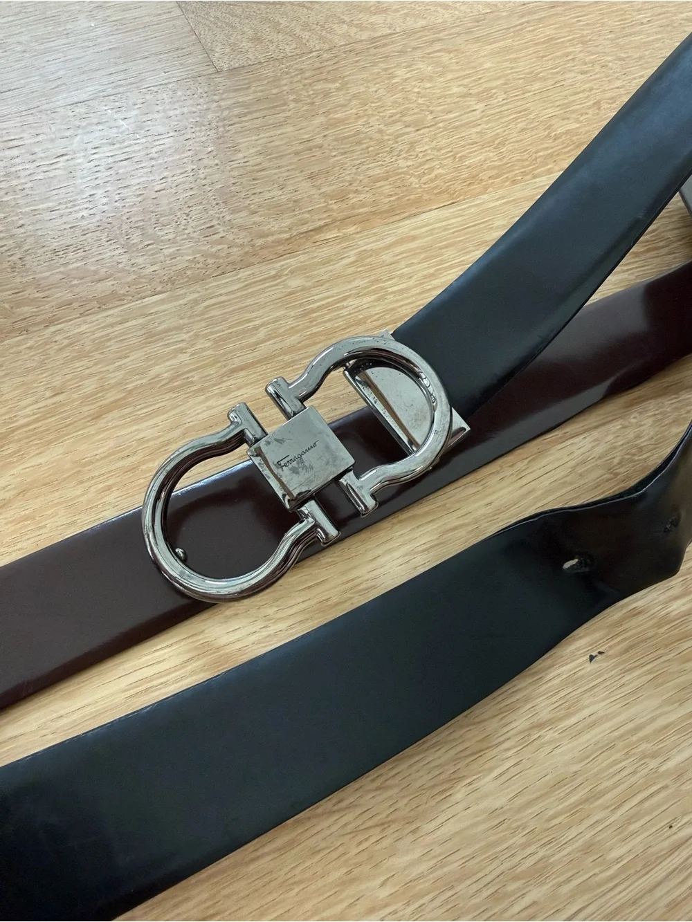Authentic Ferragamo Mens Black Leather Belt